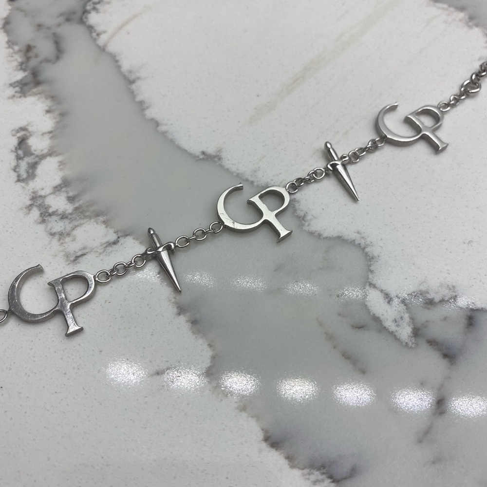 Cesare Paciotti Silver Monogram Dagger Bracelet